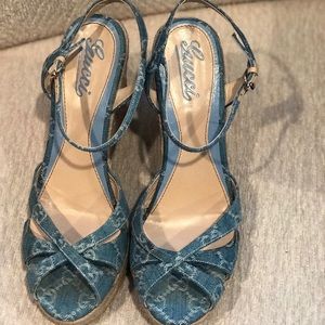 GUCCI/GG DENIM ESPADRILLES WEDGES